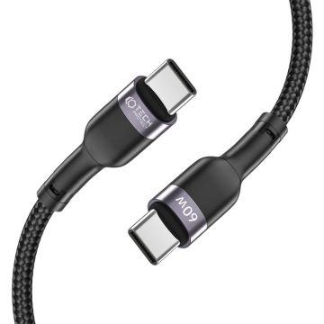 Cablu pentru incarcare si transfer de date TECH-PROTECT UltraBoost, 2x USB Type-C, PD 60W, 3A, 1m, Negru