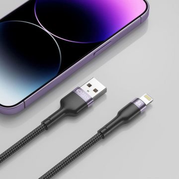 Cablu pentru incarcare si transfer de date TECH-PROTECT UltraBoost, USB/Lightning, 2.4A, 25cm, Negru