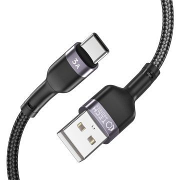 Cablu pentru incarcare si transfer de date TECH-PROTECT UltraBoost, USB/USB Type-C, 3A, 25cm, Negru