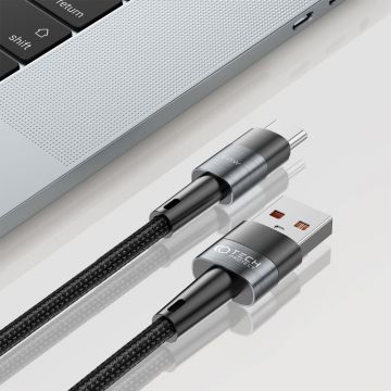 Cablu pentru incarcare si transfer de date TECH-PROTECT UltraBoost, USB/USB Type-C, 66W, 6A, 1m, Gri