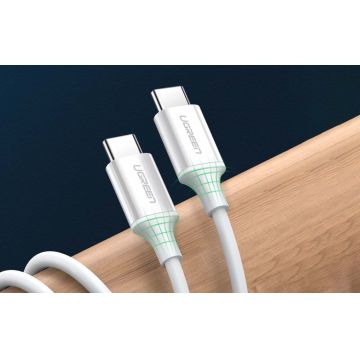Cablu pentru incarcare si transfer de date UGREEN US264, USB-C la USB-C, Quick Charge 4.0, 60W, 3A, 480 Mbps, 0.5m, Alb