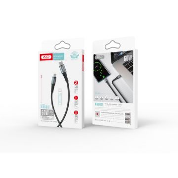 Cablu pentru incarcare si transfer de date XO NB-Q167, 2X USB TYPE-C, 3A, 60W, 1M, NEGRU