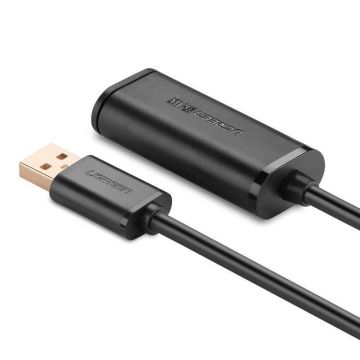 Cablu pentru transfer de date UGREEN US121, USB tata - USB mama, activ, 25m, Negru