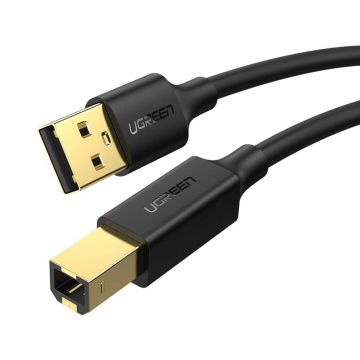 Cablu pentru transfer de date UGREEN US135, USB-A - USB-B, 480Mbps, 3m, Negru