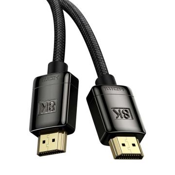 Cablu video Baseus High Definition V2, HDMI 2.1 tata - HDMI 2.1 tata, 8K, 60Hz, 48Gbps, 3D, HDR, 1m, Negru