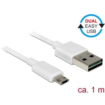Delock Delock Cable Easy USB 2.0 type-A male > Easy USB 2.0 type Micro-B male 1m white