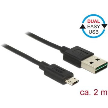 Delock Delock Cable Easy USB 2.0 type-A male > Easy USB 2.0 type Micro-B male 2m black