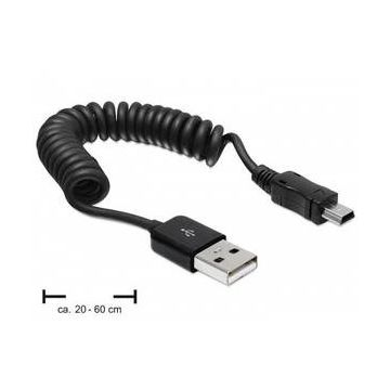 Delock Delock cable USB 2.0 AM-BM Mini coiled cable 20-60cm