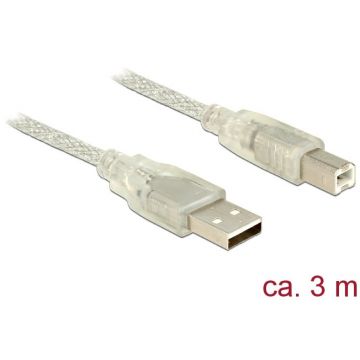 Delock Delock Cable USB 2.0 Type-A male > USB 2.0 Type-B male 3m transparent