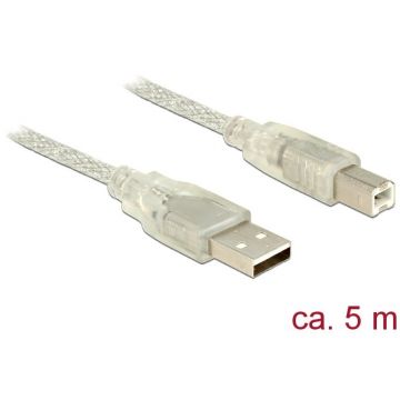 Delock Delock Cable USB 2.0 Type-A male > USB 2.0 Type-B male 5m transparent