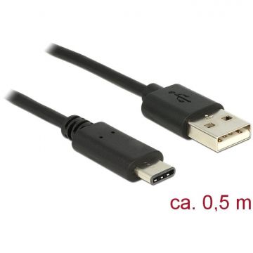 Delock Delock Cable USB 2.0 Type-A male > USB Type-C 2.0 male 0.5 m black