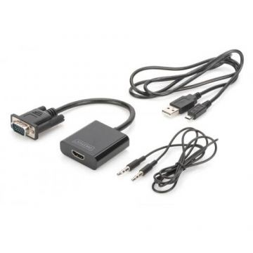 Digitus Adaptor Digitus CC-DB9ML-01, VGA - HDMI, Negru