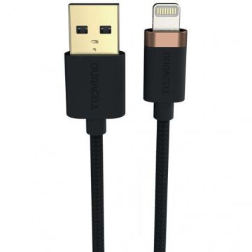 Duracell Cablu de date Duracell USB7022A, USB-A - Lightning, 5V/3A, 2m, Negru