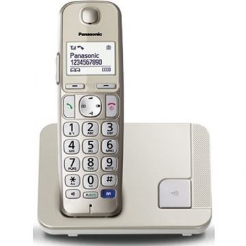 Panasonic Telefon fara fir Panasonic KX-TGE210FXN, LCD 1.8 inch, Caller ID, Alarma, Argintiu