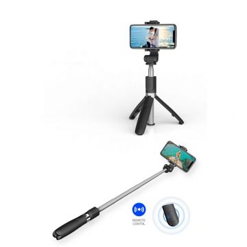 Selfie stick Wireless cu trepied Tech-Protect L01S, Bluetooth, Negru