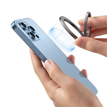 Suport universal pentru telefon Baseus Halo Metal Ring, Magnetic, Gri