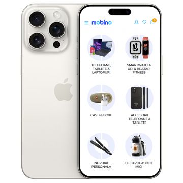 Telefon mobil Apple iPhone 15 Pro Max, 5G, 512GB, 8GB RAM, Dual-SIM, Alb Titanium