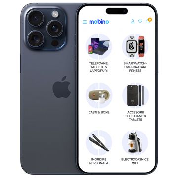 Telefon mobil Apple iPhone 15 Pro Max, 5G, 512GB, 8GB RAM, Dual-SIM, Albastru Titanium