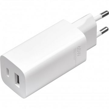 Xiaomi Incarcator Retea cu cablu USB Type-C Xiaomi, 65W, GaN Tech, 1 X USB - 1 X USB Type-C, Alb BHR5515GL