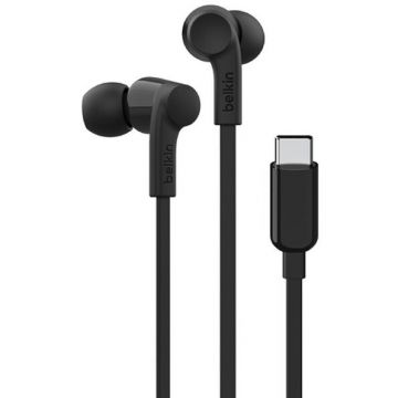 Belkin Casti audio cu fir Belkin Rockstar, USB-C, 1.12 m, Negru