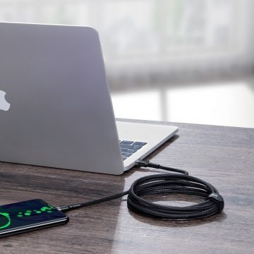 Cablu pentru incarcare si transfer de date Baseus Cafule, 2xUSB Type-C, Quick Charge 3.0, 100W, 5A, 2m, Negru/Gri