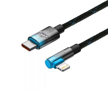 Cablu pentru incarcare si transfer de date Baseus MVP 2 Elbow, USB Type-C/Lightning, Quick Charge 20W, 2m, Albastru