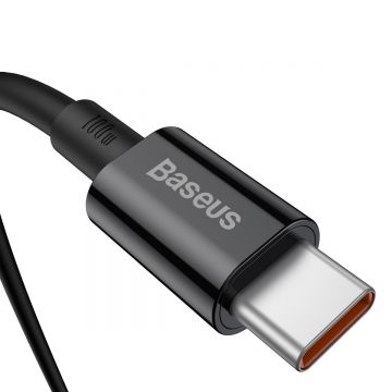 Cablu pentru incarcare si transfer de date Baseus Superior, 2x USB Type-C, 100W, 2m, Negru