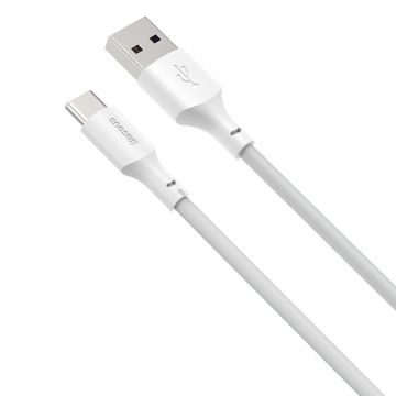 Cablu pentru incarcare si transfer de date Baseus Wisdom, USB/USB Type-C, Quick Charge, 5A, 1.5m, Alb, Set 2 bucati
