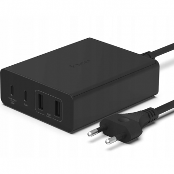 Incarcator Retea Gan 108W 2 Porturi Cablu USB-C  2 Porturi USB-A 2m Negru