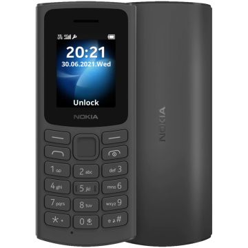 Resigilat - Telefon Mobil Nokia 105 (2021), Dual Sim, 4G, Negru