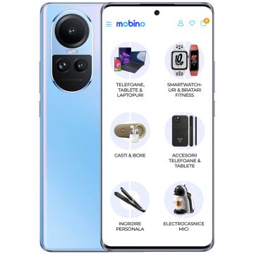 Resigilat - Telefon mobil Oppo Reno10, Dual SIM, 256GB, 8GB RAM, 5G, Albastru Ice