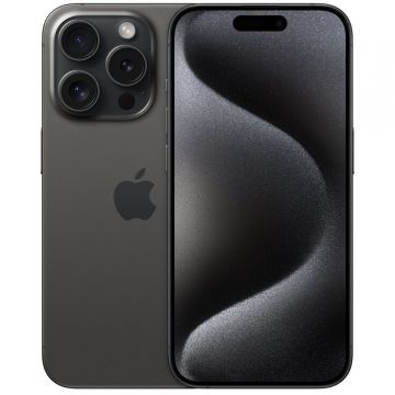 Smartphone iPhone 15 Pro 6.1inch Dual SIM iOS 17 5G USB Type-C 256GB Titanium Negru Smartphone iPhone 15 Pro 6.1inch Dual SIM iOS 17 5G USB Type-C 256GB Titanium Negru