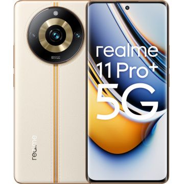 Smartphone Realme 11 Pro+, Ecran 120Hz, 512GB, 12GB RAM, Dual SIM, 5G, Camera 200MPX, Sunrise Beige, incarcator 100W inclus in pachet