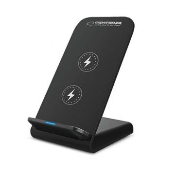 Suport smartphone cu incarcare wireless, Esperanza 95871, 15W, USB-C, indicator LED, Negru