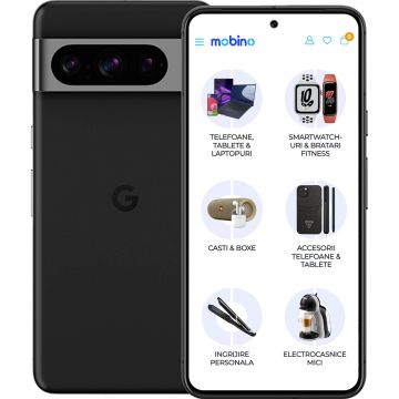 Telefon mobil Google Pixel 8 Pro, 128GB, 12GB RAM, 5G, Dual-SIM, Negru Volcanique