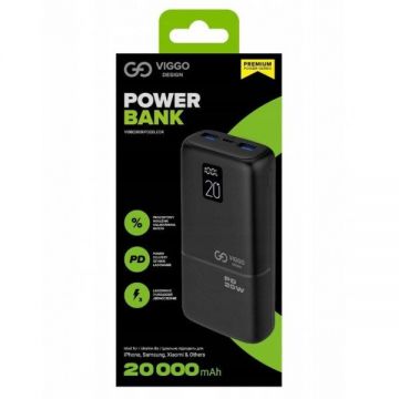 Baterie Externa 20000mAh 1XUSB-C 2XUSB PD LCD Negru Baterie Externa 20000mAh 1XUSB-C 2XUSB PD LCD Negru