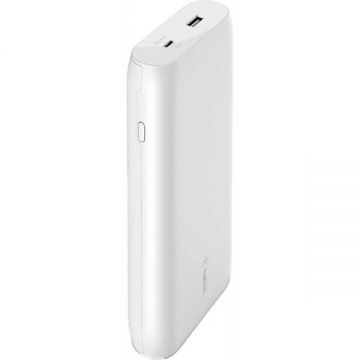 Belkin Baterie externa BELKIN BPB002btWT, 20000mAh, 1x USB-C 30W PD, 1x USB-A 12W, Power Delivery (PD), Alb