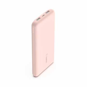 Belkin Baterie portabila Belkin Boost Charge 10K, 1x USB-C, 2x USB, 10.000mAh, Roz||Auriu