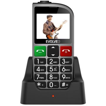 Evolveo Telefon mobil EVOLVEO EasyPhone EP800 pentru seniori - Taste Mari, Ecran Color, Camera Foto, 3 Butoane Dedicate, Buton Functie SOS, Radio FM, Bluetooth, Card microSDHC, Lanterna, Stand incarcare, Argintiu