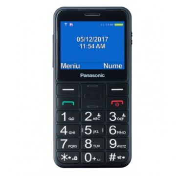 Panasonic Telefon Mobil Panasonic KX-TU155 EXBN Single SIM, 2G, pentru seniori, buton SOS, Negru