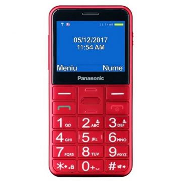 Panasonic Telefon mobil Panasonic KX-TU155 EXRN Single SIM, 2G, pentru seniori, buton SOS, Rosu