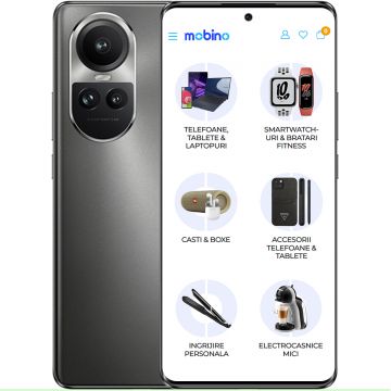 Telefon mobil OPPO Reno10 Pro, Dual SIM, 256GB, 12GB RAM, 5G, Gri Silvery