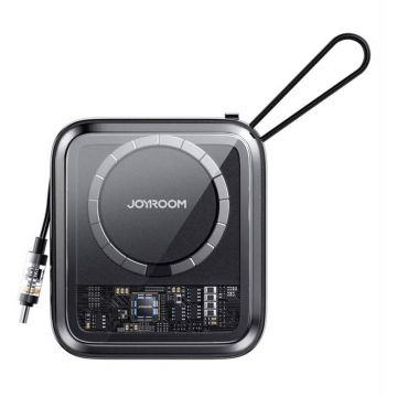 Acumulator extern JR-L006 Icy Powerbank, 22.5W, USB-C, USB, Incarcare wireless, Cablu USB-C integrat, Negru