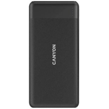 Canyon Acumulator Extern CANYON PB-109, 10000mAh Li-poly, Lightning, USB Type-C, USB-A, 20W Max, Negru