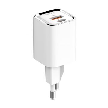 Incarcator Retea Serioux, Quick Charge 3.0, 30W, 1X USB-C 1X USB-A, Alb