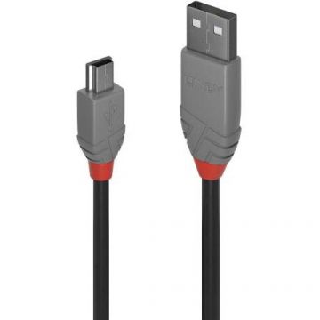 Lindy Cablu Lindy LY-36721, USB 2.0 - Mini USB-B, 0.5m, Negru