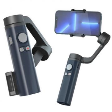 Stabilizator gimbal pliabil pe 3 axe FunSnap Capture π (PI) Albastru pentru smartphone, Giroscop, Bluetooth, Carcasa metalica, 4500mAh