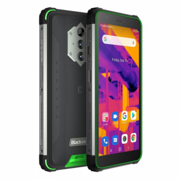 Telefon mobil Blackview BV6600 Pro Verde, 4G, IPS 5.7 , 4GB RAM, 64GB ROM, Android 11, Camera termica, Helio P35, IP68, 8580mAh, Dual SIM