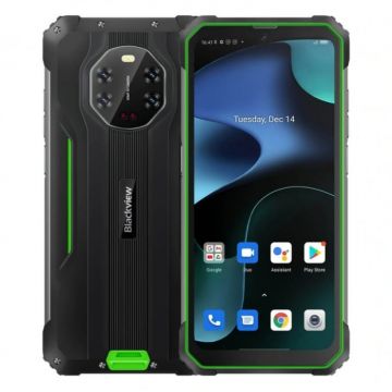 Telefon mobil Blackview BV8800 Verde, 4G, IPS 6.58 90Hz, Filmare 2K, 8GB RAM, 128GB ROM, Android 11, Helio G96, NFC, 8380mAh, Dual SIM