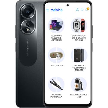 Telefon mobil OPPO A58, Dual SIM, 128GB, 6GB RAM, 4G, Negru